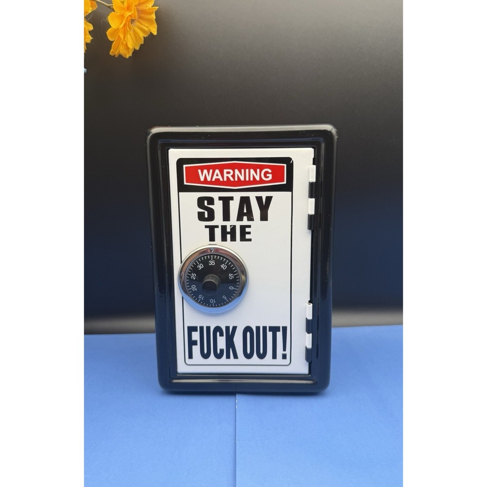 Piggy Penny Bank Combination Lock Safe "Warning Stay The F Out" Coin Bank